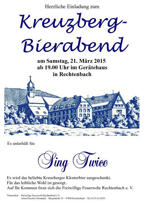 Kreuzbergbierabend mit Sing Twice am 21. März 2015