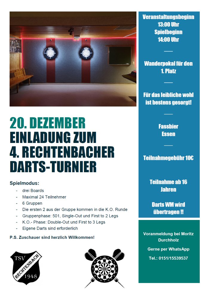 Dartsturnier TSV Rechtenbach 2025