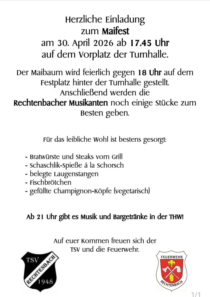 Maifest TSV Rechtenbach 2026