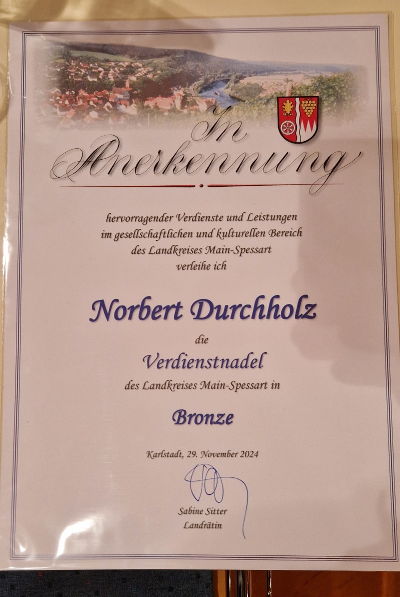 Urkunde Norbert Durchholz 